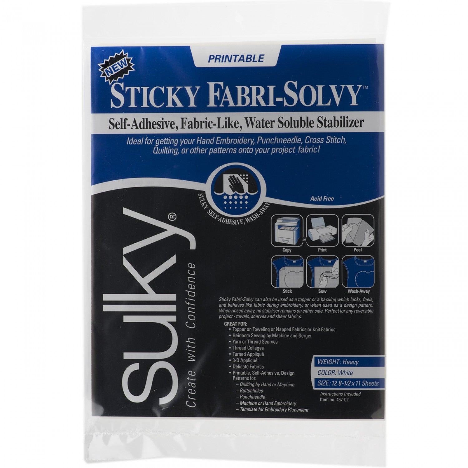 Sticky Fabri-Solvy printable stabilizer sheets