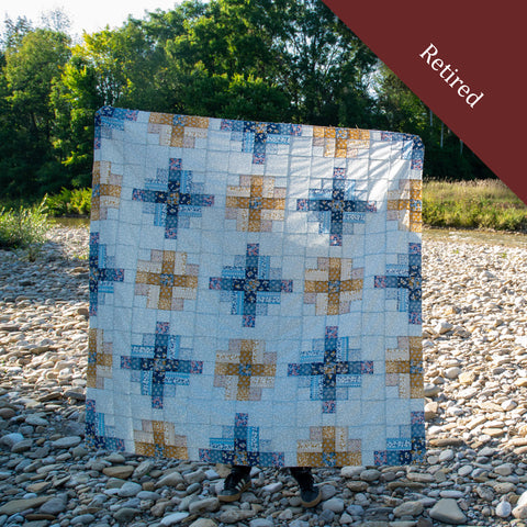 Denim Florals Granny Cabin Quilt Kit