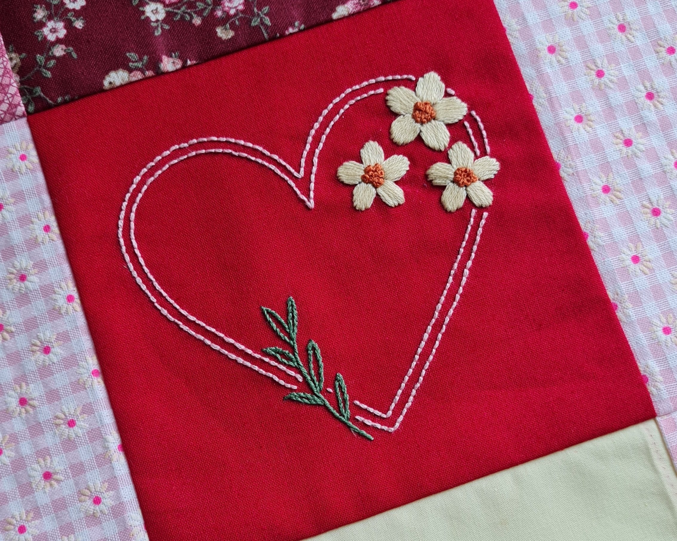 Hand Embroidered Patchwork Doll Quilt
