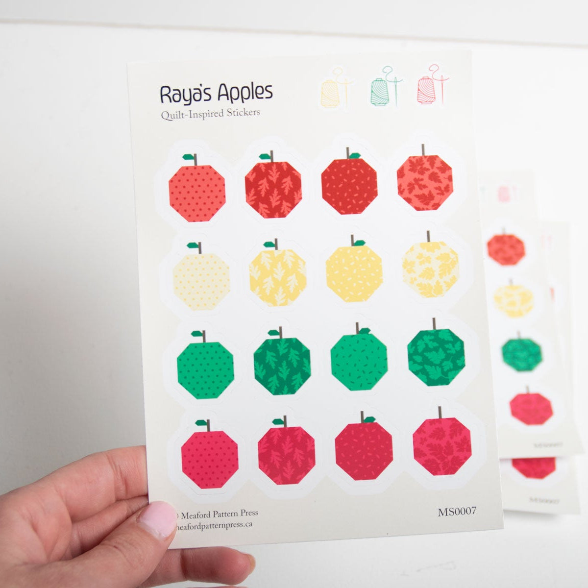 Raya's Apples Quilt-Inspired Sticker Sheet - 16 Stickers