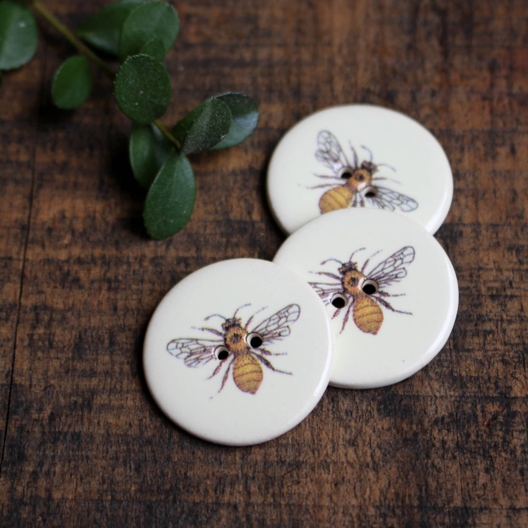 Handmade Ceramic Bee Buttons