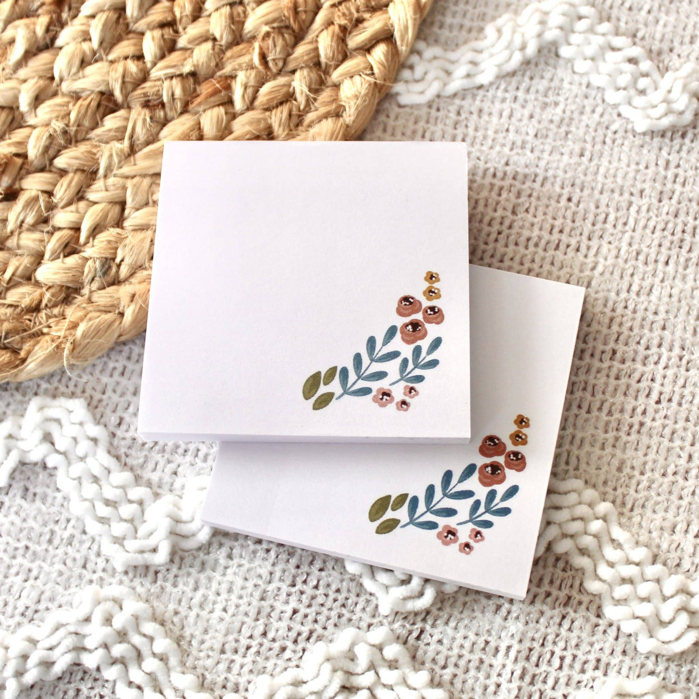 White Floral Sticky Note Pad