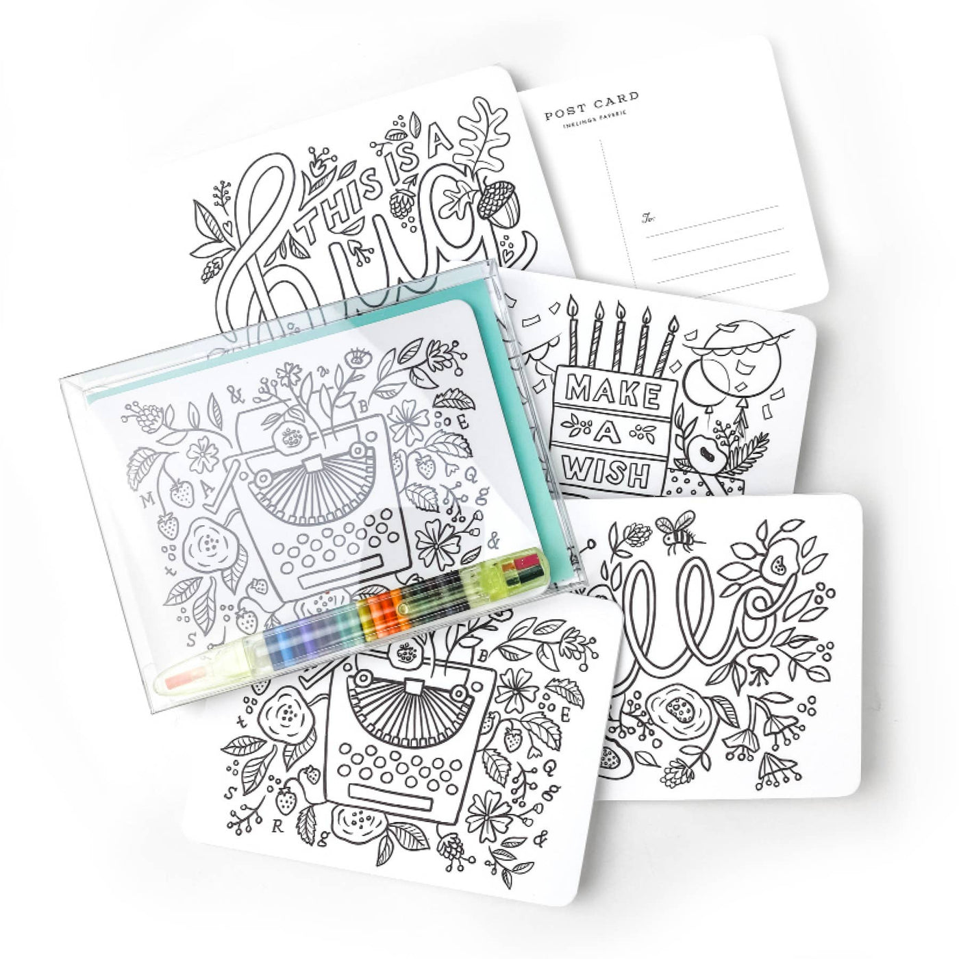 Floral Colouring Page Note Card Set