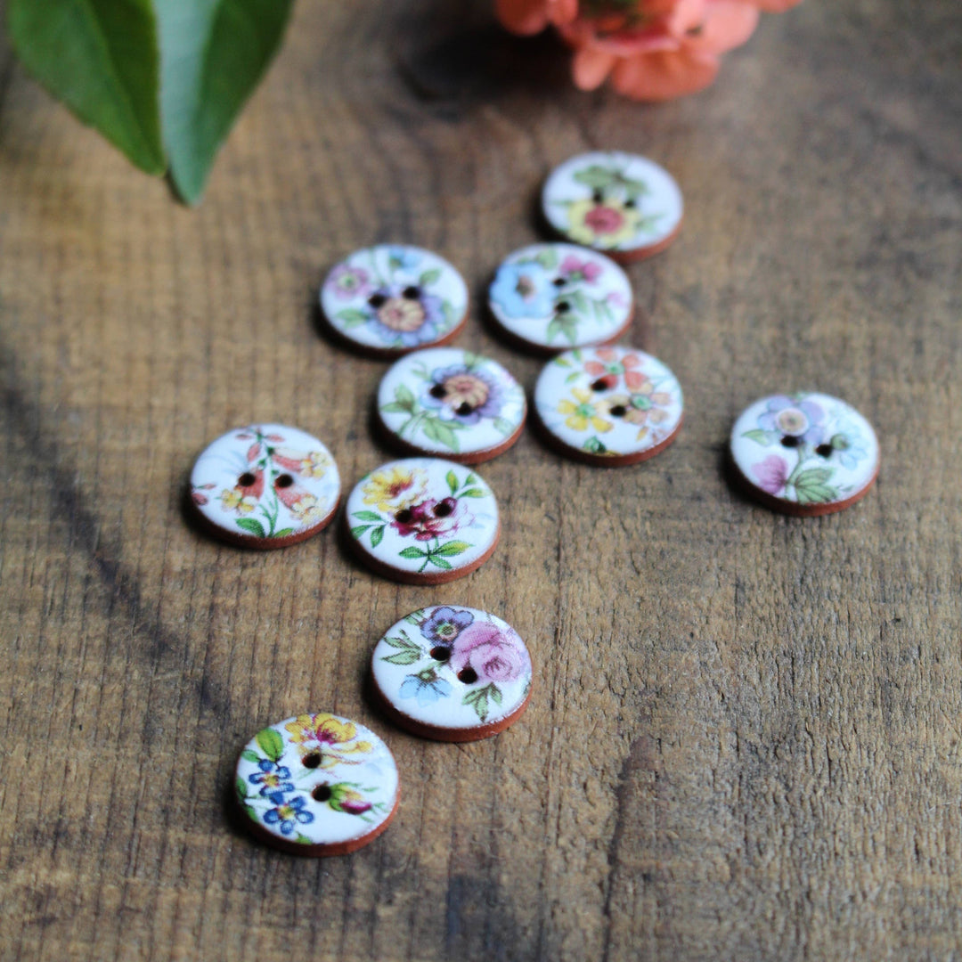 Wildflower Handmade Mini Ceramic Button 1pc