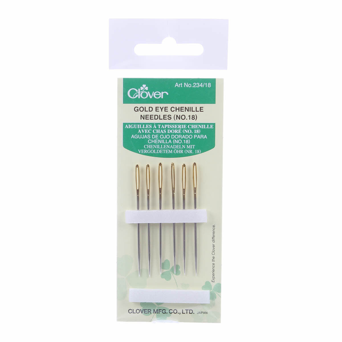 CLOVER Chenille Gold Eye Needles 6ct No. 18 (1546892116013)