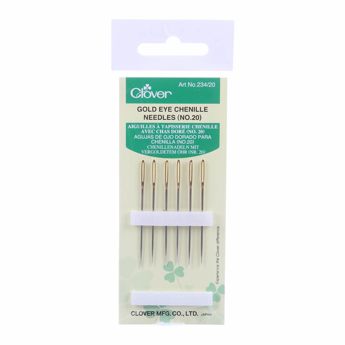 CLOVER Chenille Gold Eye Needles 6ct No. 20 (1546892116013)