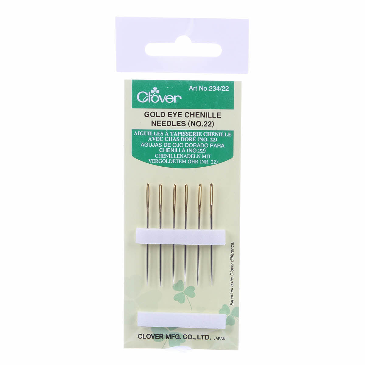 CLOVER Chenille Gold Eye Needles 6ct No. 22 (1546892116013)