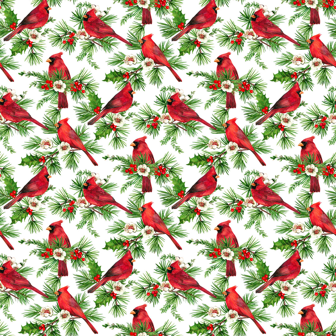 Cardinal Christmas Birds White