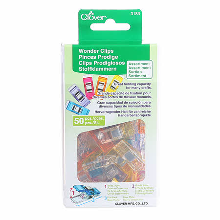 CLOVER Wonder Clips Assorted Colours 50pcs (1512657682477)