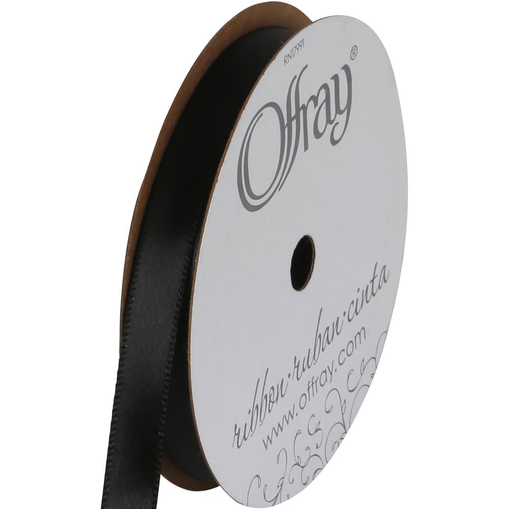 Offray ⅜in. Single Face Satin Ribbon Black 6yds (5015519887405)