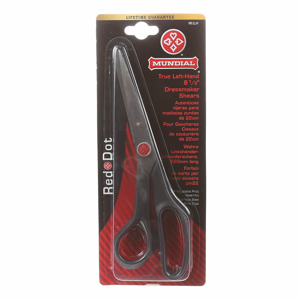 Mundial Red Dot 8½in. Left-Handed Knife Edge Dressmaker Scissors (5008545021997)