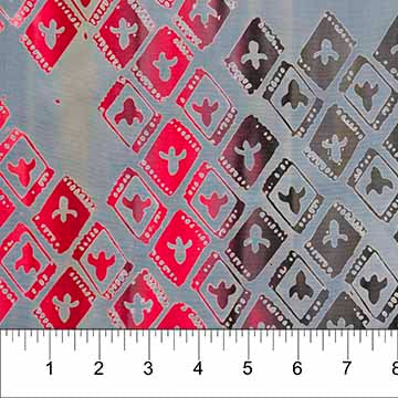 Banyan Batiks Blue Nickel Studio Scott Hansen Tie One On Quilting Fabric Material Cotton Quilting Gray Grey Red Diamonds (1836539707437)