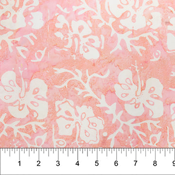 Banyan Batiks Island Vibes Palm Bay Quilt Cotton Fabric White Pink Floral (1828610441261)