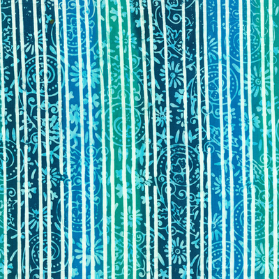 Dappled Leaves Swirled Stripe Teal Blue