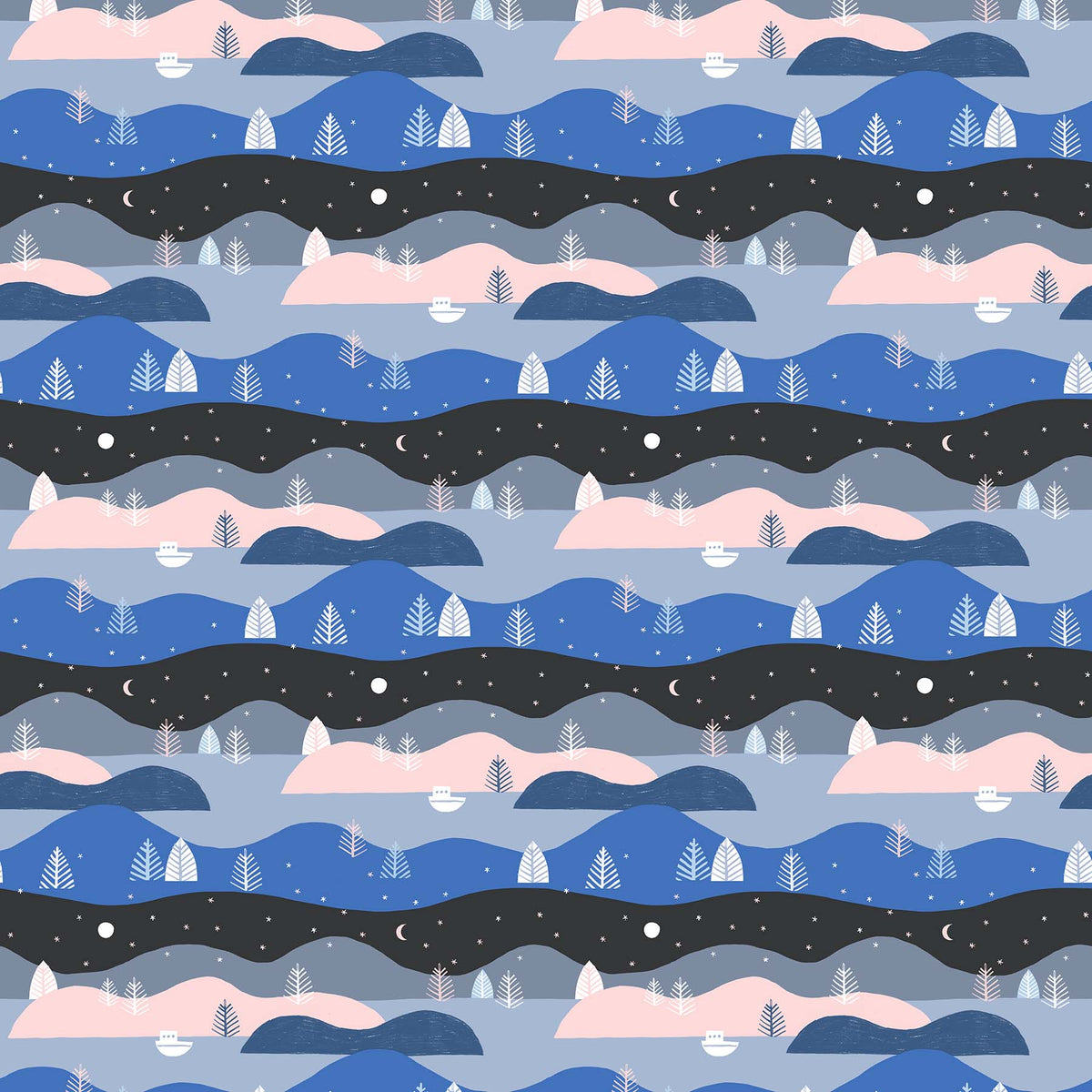 Moonlit Voyage Quilt Fabric Hills Multi | FIGO Fabrics