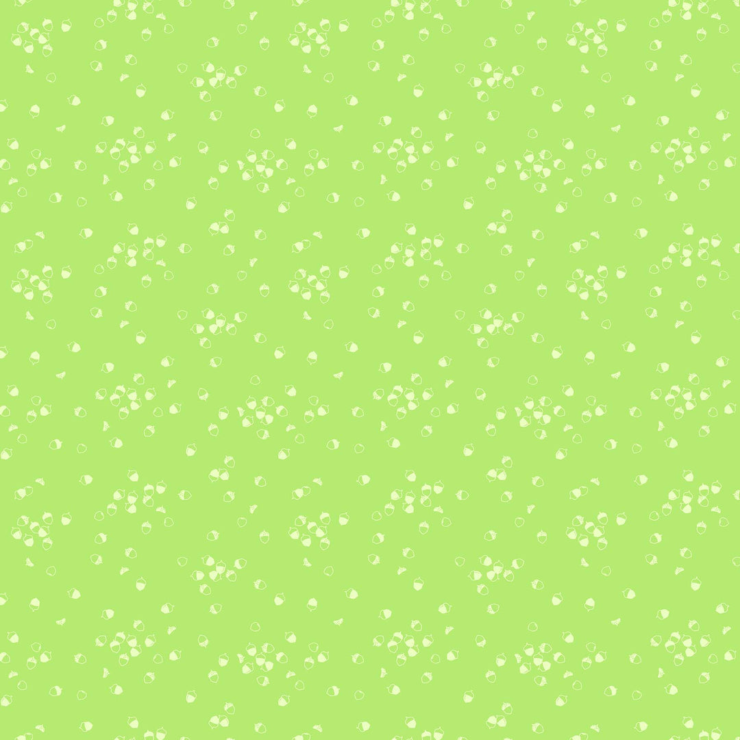FIGO Quilting Fabrics Lucky Charms Lime Green Acorns (591499526189)