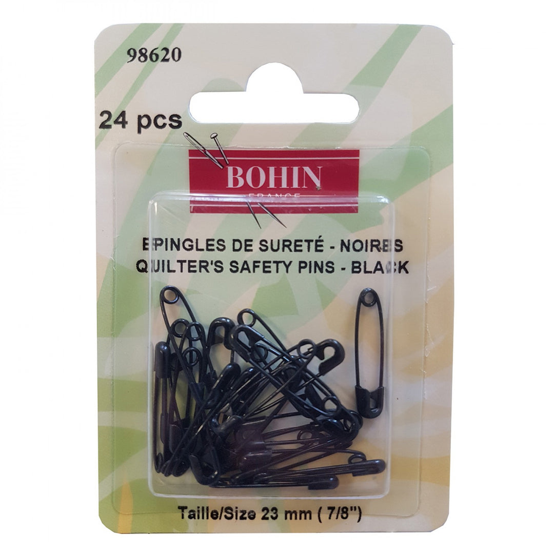 23mm Quilter's Safety Pins Black 24ct (4383832113197)