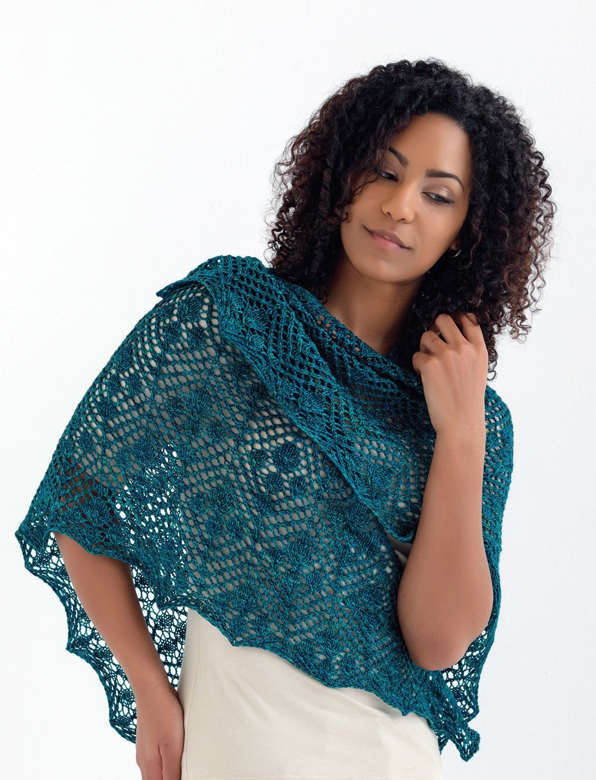 Sock Yarn Shawls II (Softcover) by Jen Lucas Teal Lace Shawl Knitting Pattern (5308619489445)