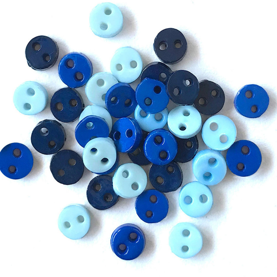 Buttons Galore 4mm Micro Buttons 40 count Denim Blues Colours (1527562469421)
