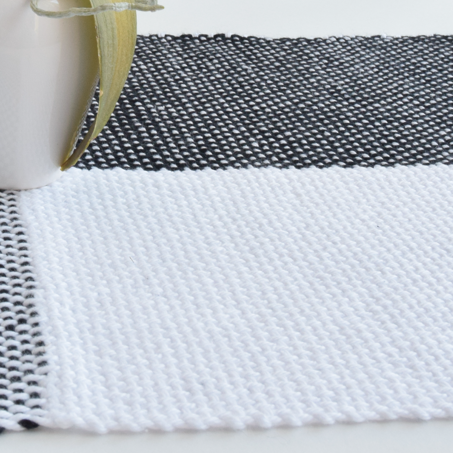 Hand Woven Table Runner Black & White (411037990952)