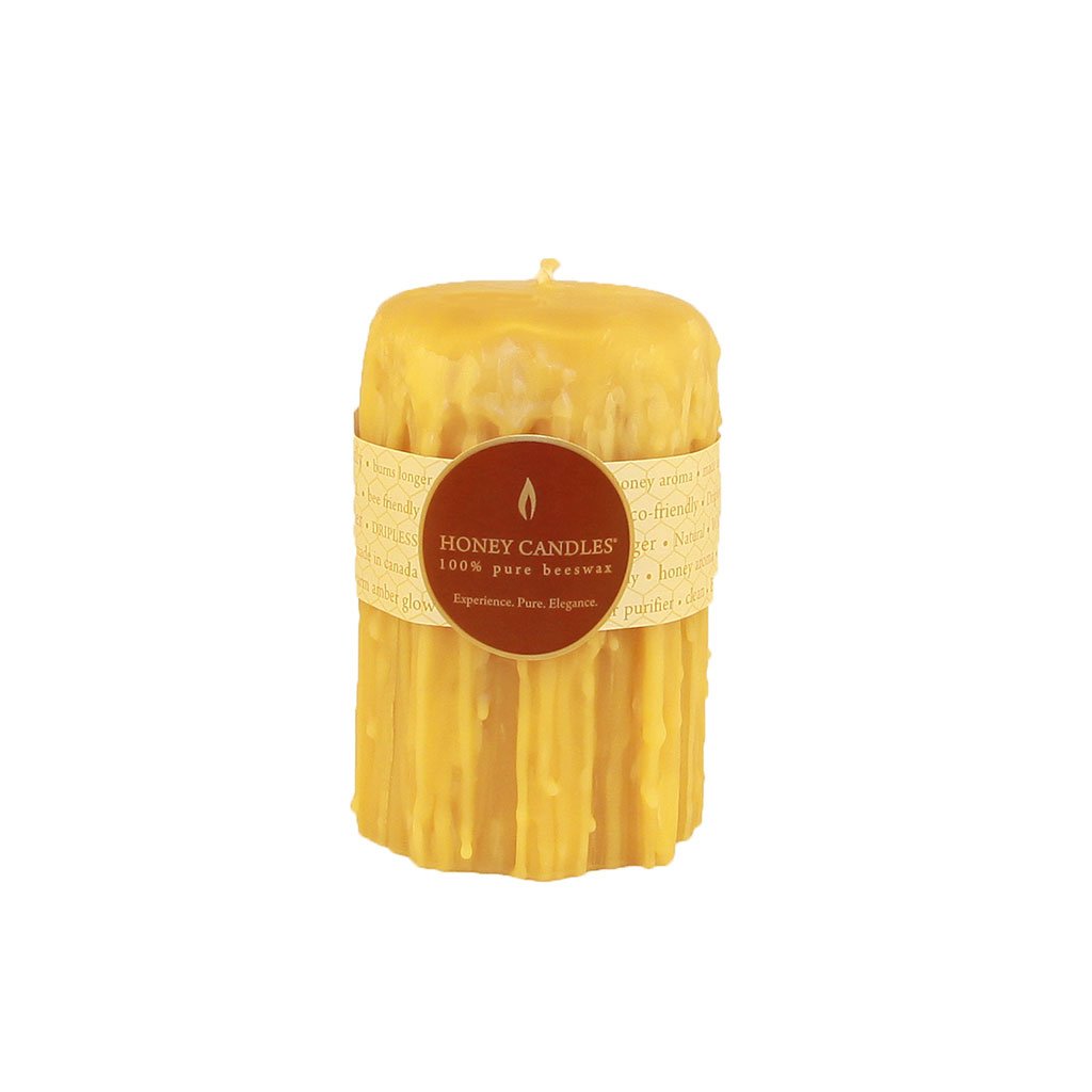 Natural 100% Beeswax 5 Inch Heritage Drip Pillar Candle (401131012136)