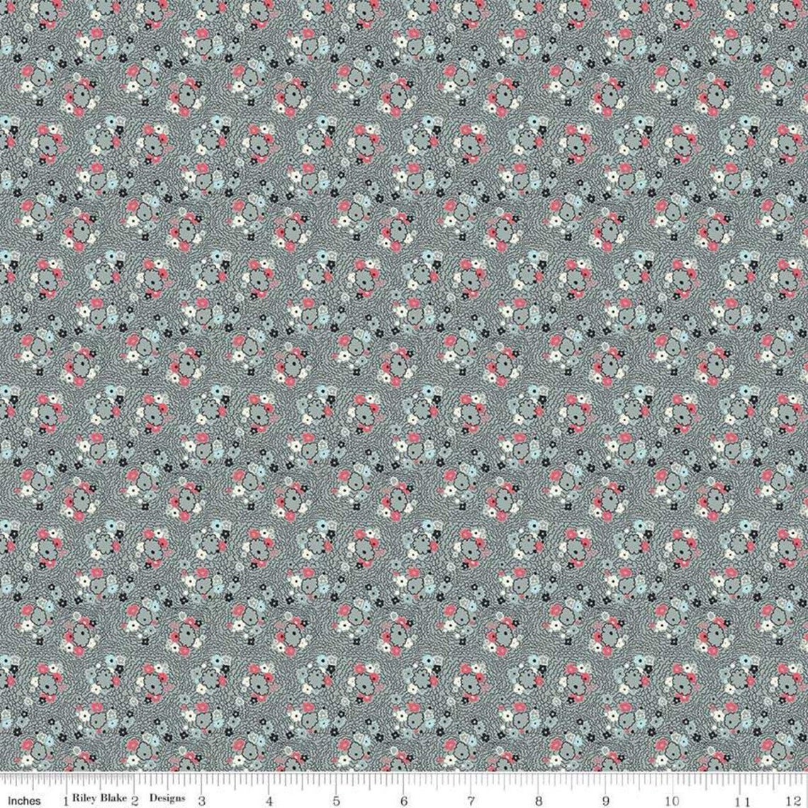 Abbie Daisy Floral Grey Quilt Fabric (5243490730149)