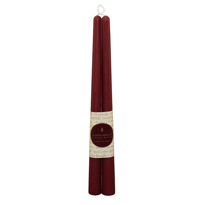 Honey Candles Beeswax 12 Inch Taper Candles Burgundy (4202085449773)