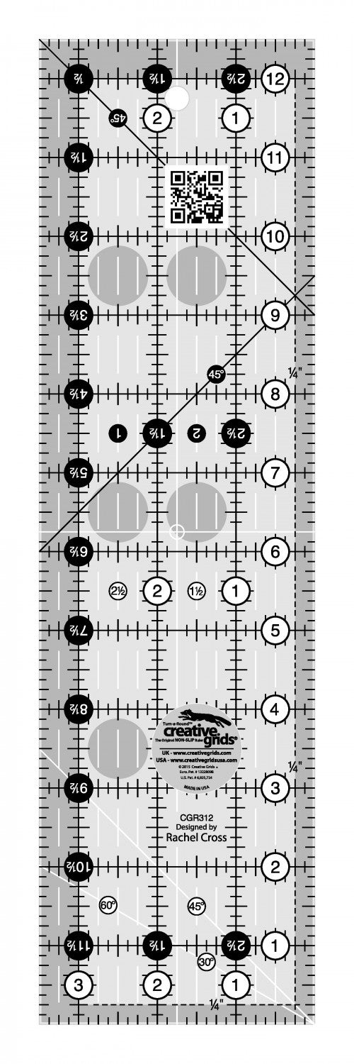 3½in. x 12½in. Non-Slip Quilt Ruler (6145952546981)