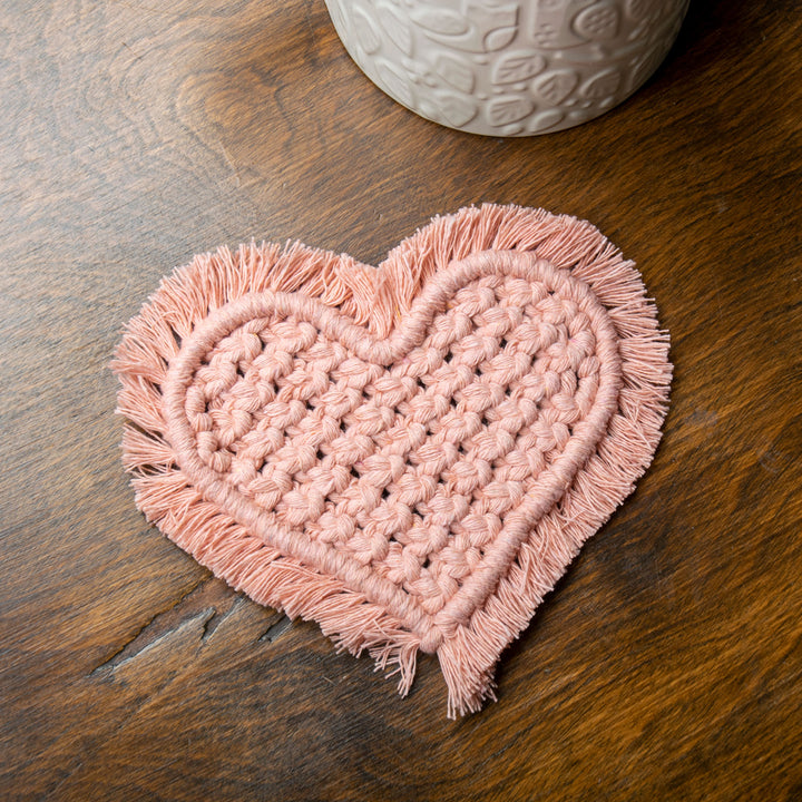 Heart Coaster Macramé Kit Blush