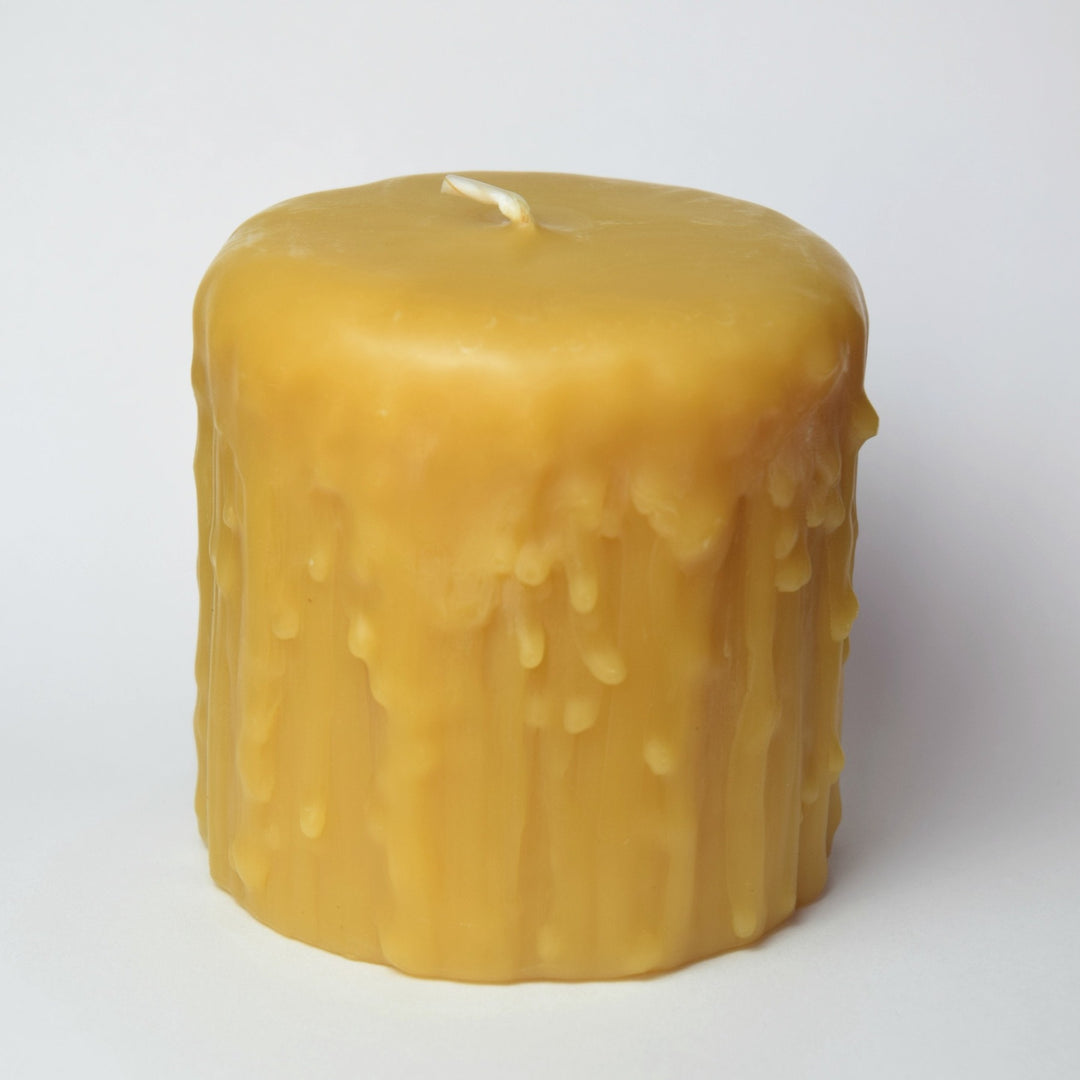 Honey Candles Beeswax 3 Inch Heritage Drip Pillar Candle Natural (10396910409)