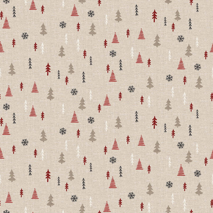 Warm And Cozy FLANNEL Trees And Snowflakes Cream