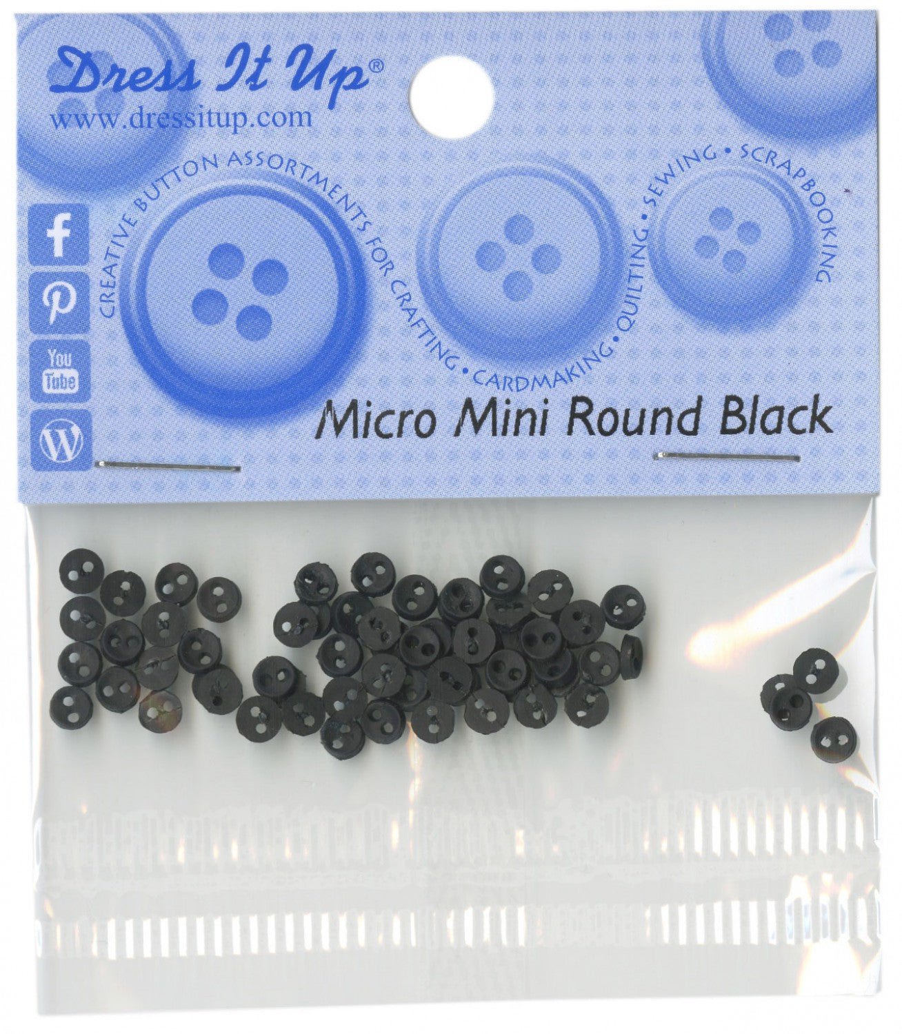 Dress It Up 4mm Micro Tiny Buttons 40 count Black (719820849197)