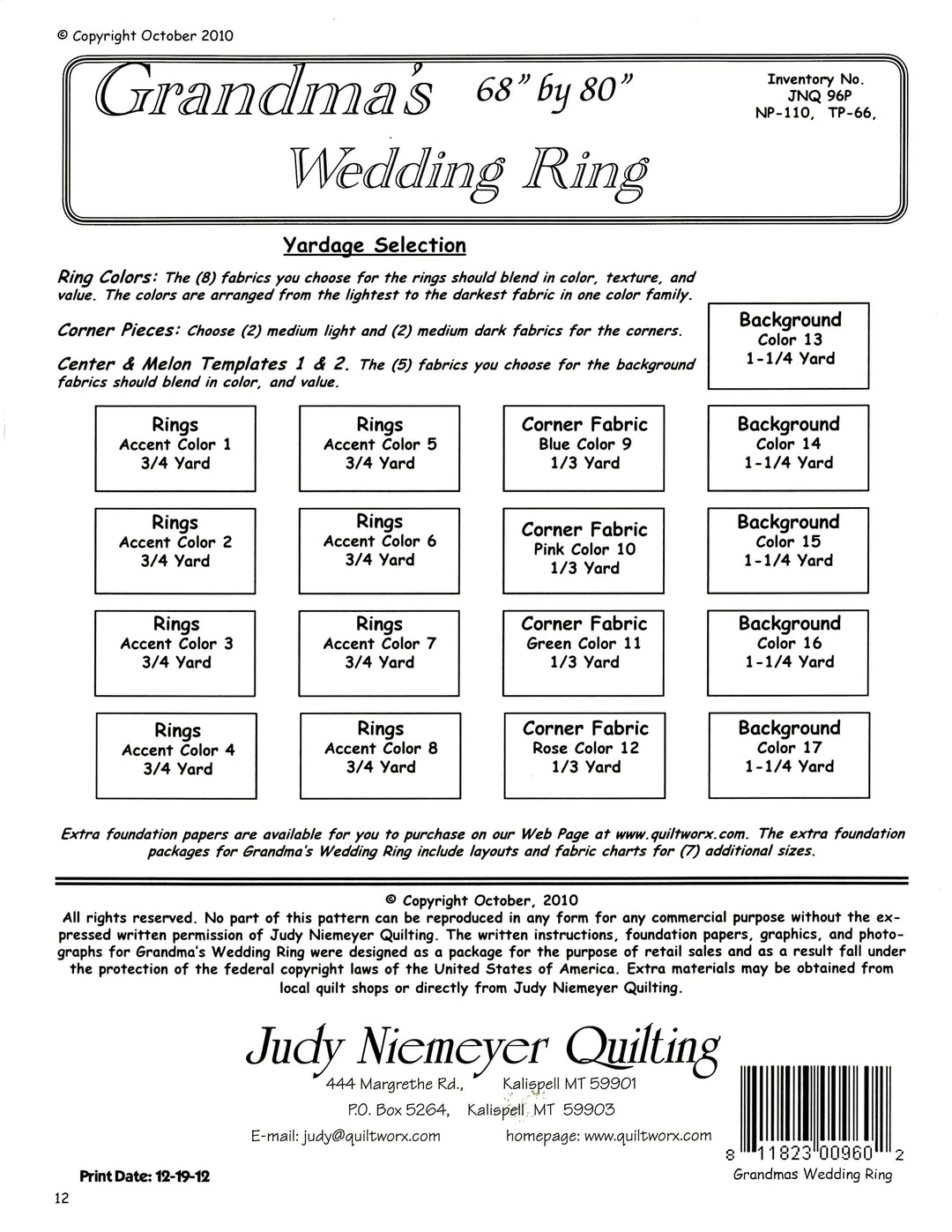Grandma's Wedding Ring Quilt Pattern (686985543725)