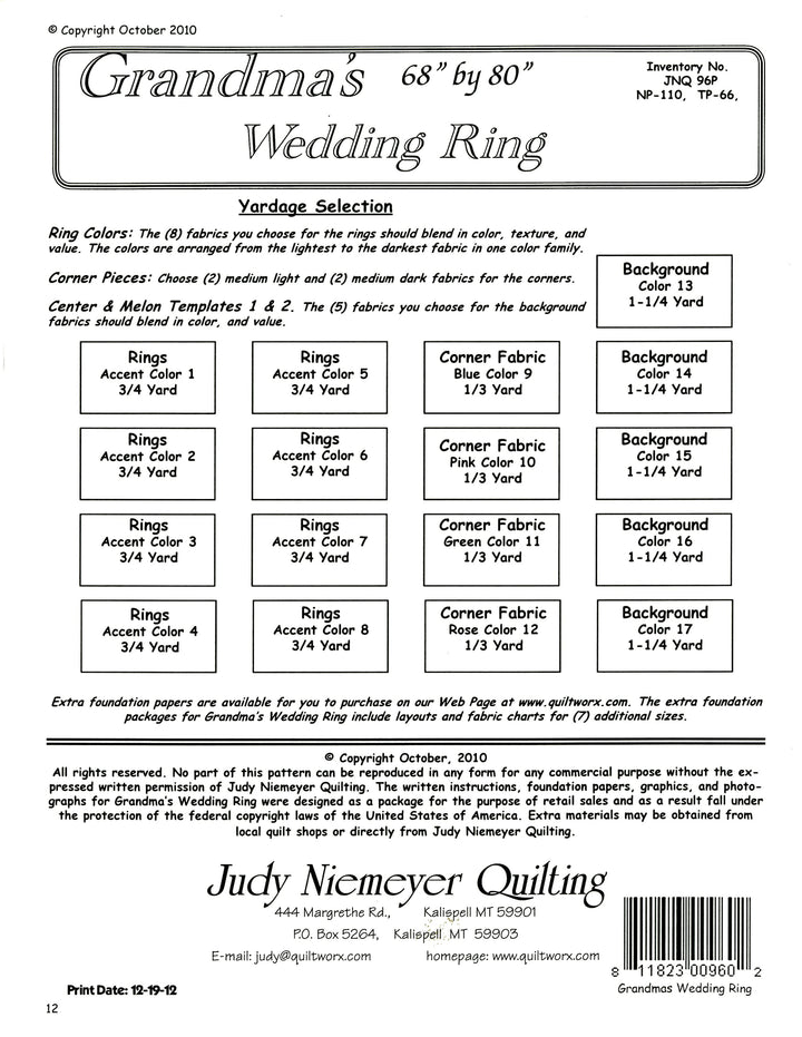 Grandma's Wedding Ring Quilt Pattern (686985543725)