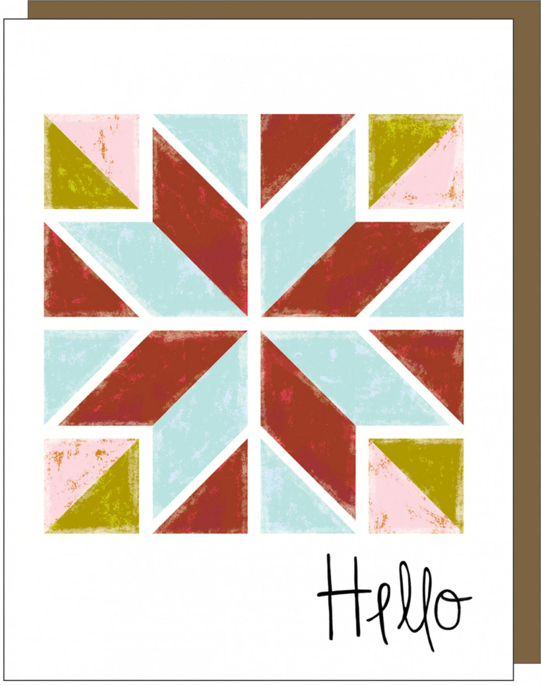 Barn Quilt Hello Note Card (4486094094381)