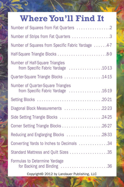 No Math Quilt Charts & Formulas (Softcover) (411036549160)