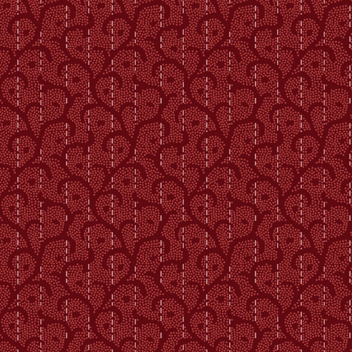 Heritage Woolies FLANNEL Stitched Scroll Red (5373462184101)