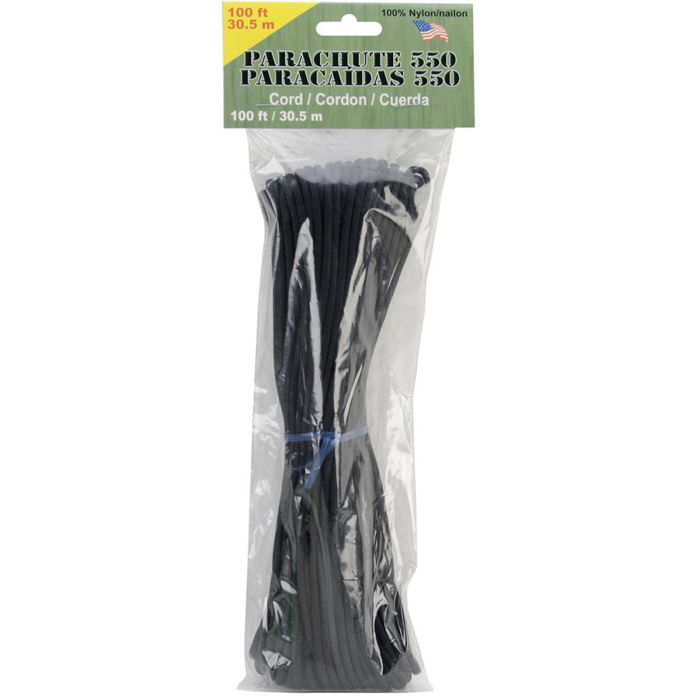 4mm Parachute Cord Black 100' (5846759407781)