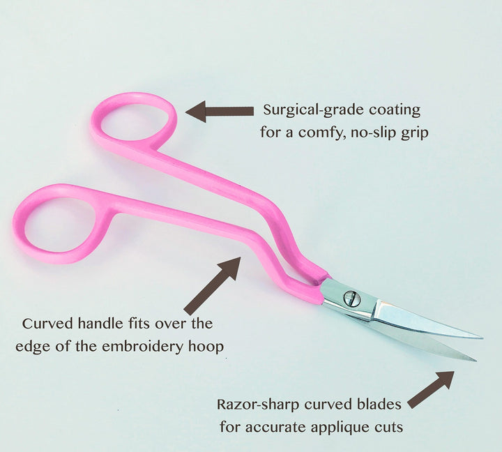 6in. Double Curved Embroidery Scissors Pink (4738832924717)