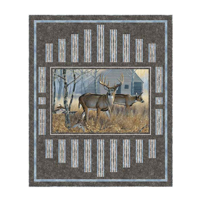 Simply Framed Whitetails Throw Quilt Kit