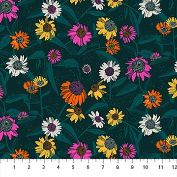 Flora RAYON Coneflowers Dk Green (4118217457709)