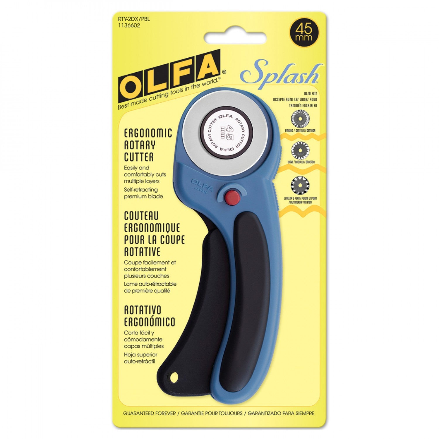 Splash 45mm Ergonomic Rotary Cutter Pacific Blue (3829316026413)