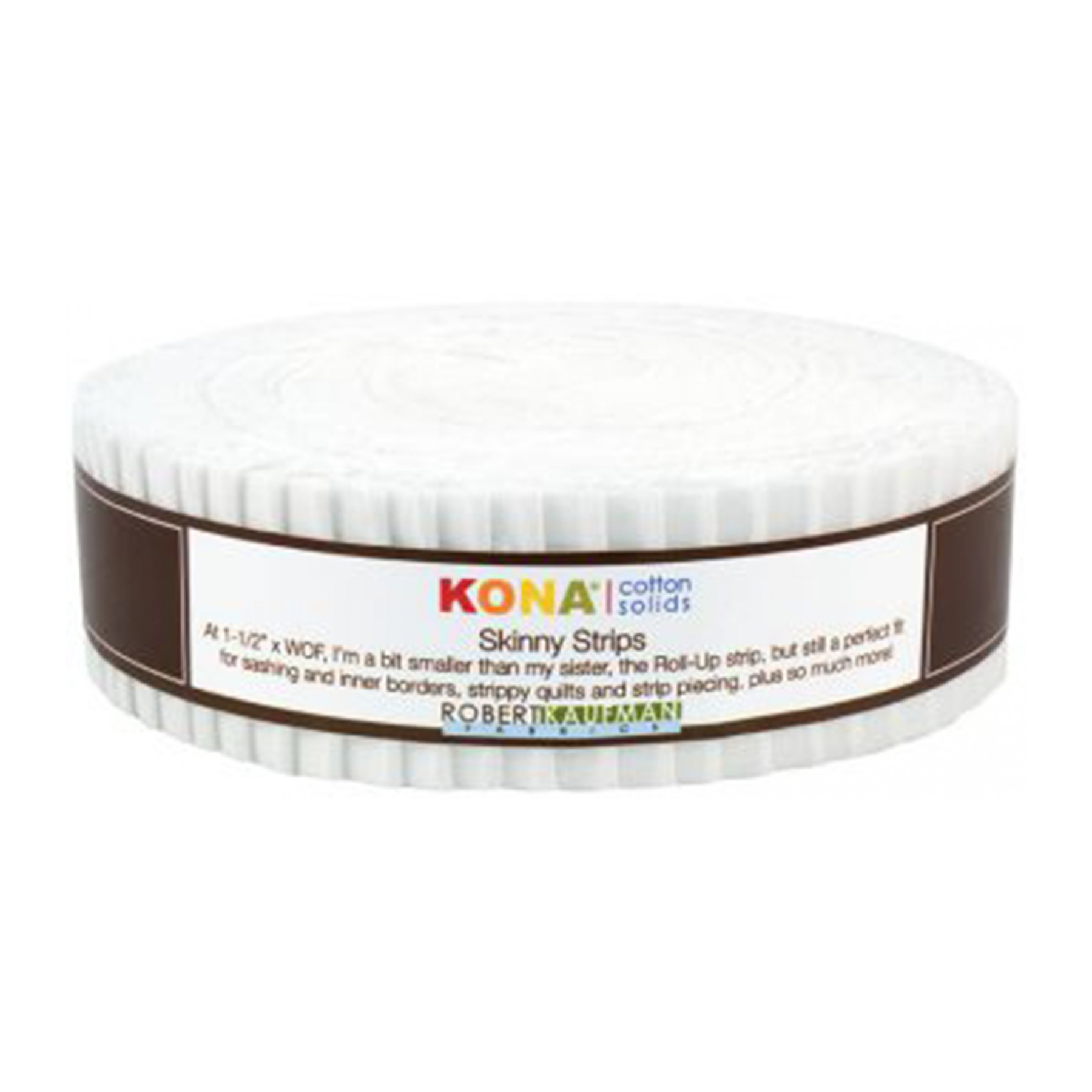 1½in. Skinny Strips KONA Solids White 40pc (1624096702509)