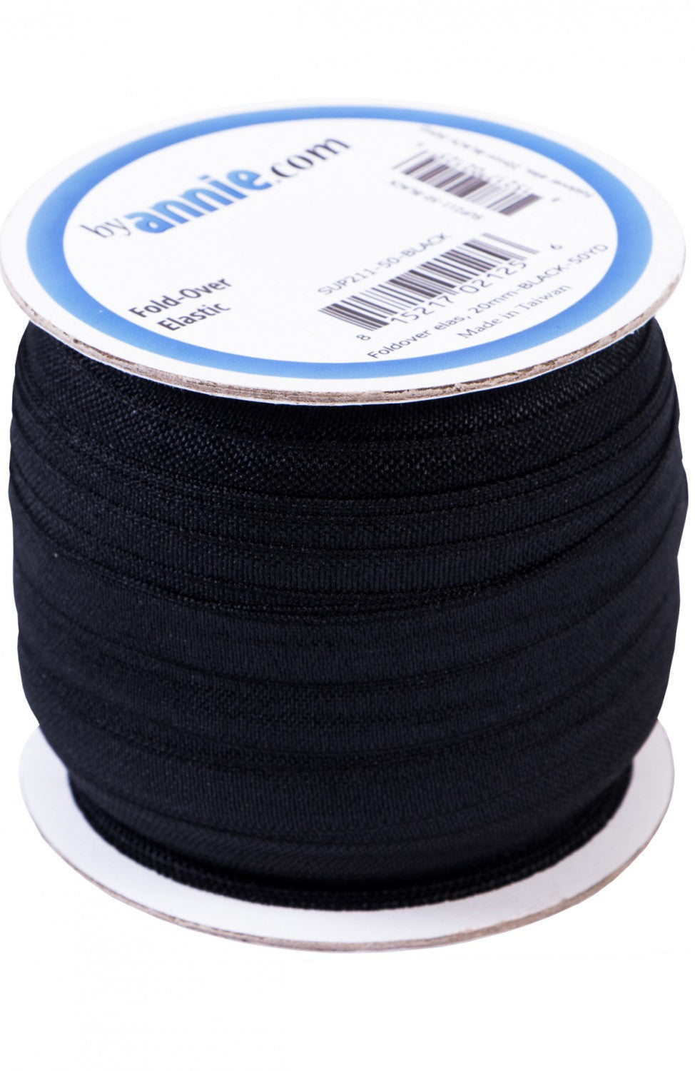 annie's 19mm Fold-over Nylon Elastic Black (4861631037485)