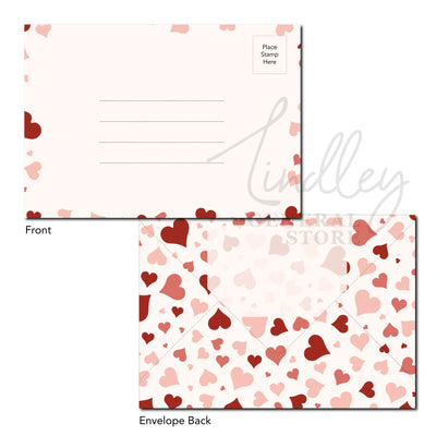 Valentine's .pdf Card and Envelope Set Pink