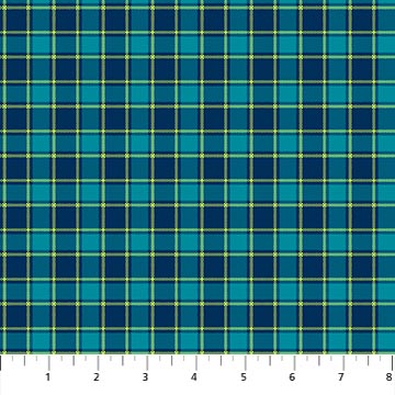 Piccadilly Quilt Fabric Tri-Colour Check Navy | Northcott