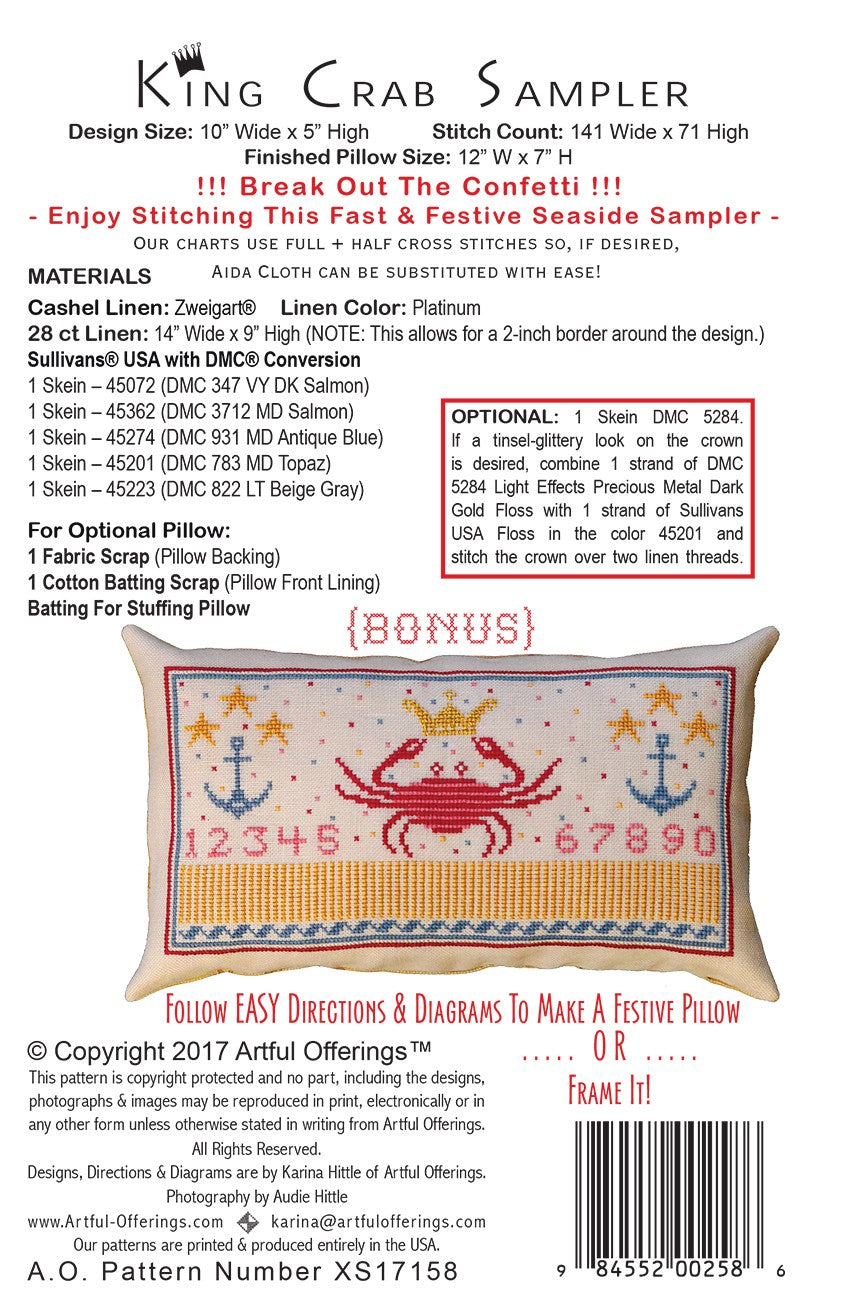 King Crab Sampler Cross Stitch Pattern (5350649168037)