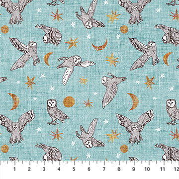 Forest Fable Owls Turquoise